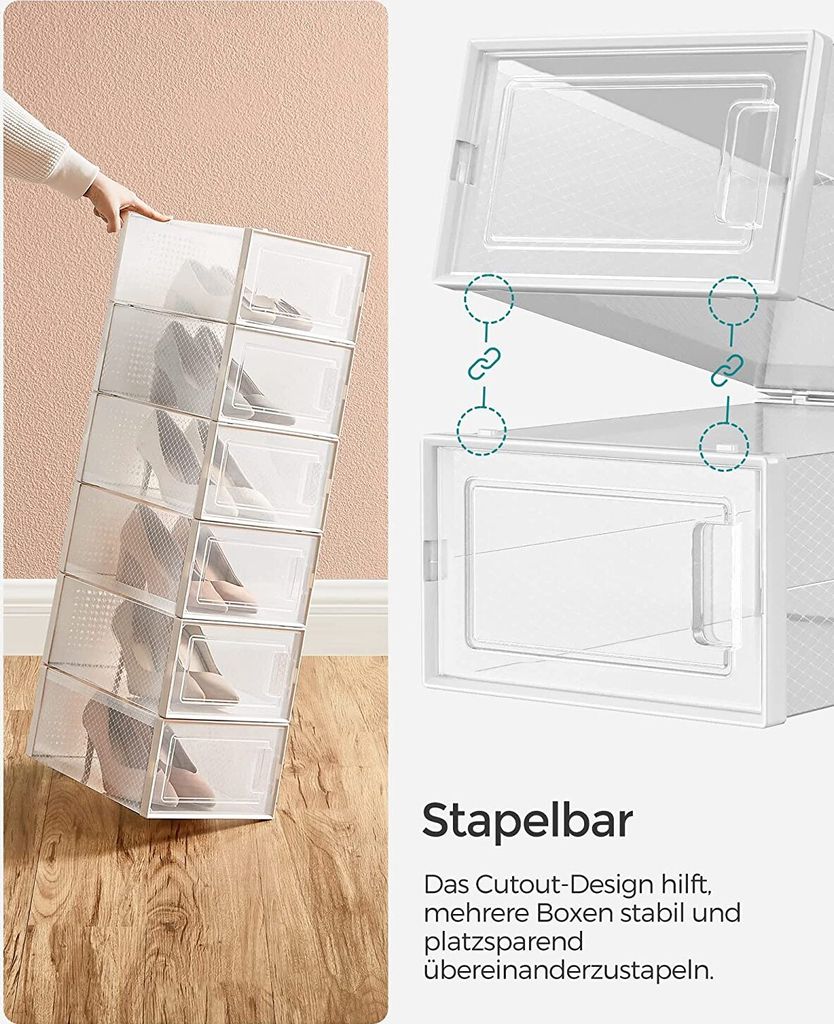 SONGMICS Schuhboxen 12er Pack Schuhkartons faltbar bis Produktbild 6