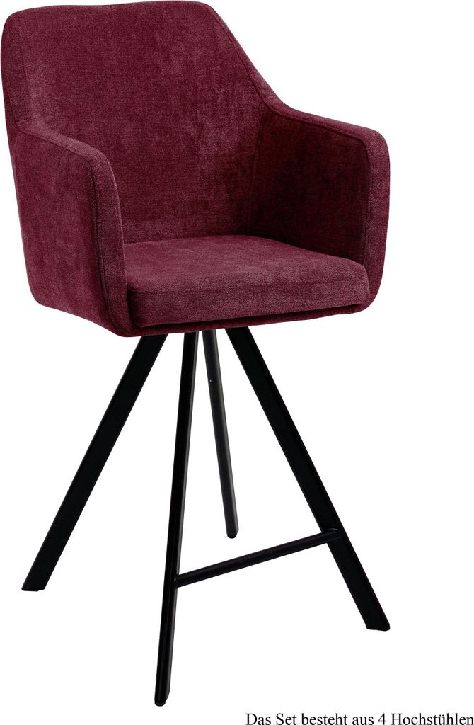 Thekenstuhl (4er-Set) Delilah 57x104x60 Schwarz/Marsala