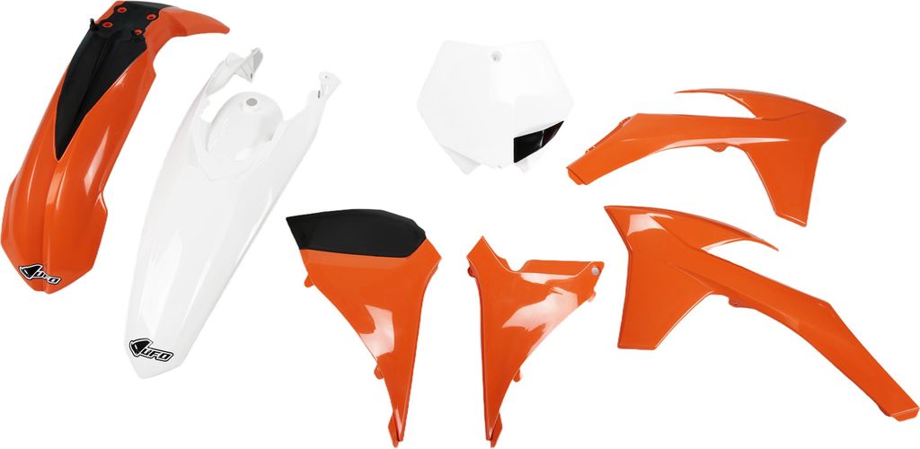 Verkleidungskit UFO PLAST 7-teilig Verkleidungssatz Kunststoff für KTM SX SX-F 125 - 450 ccm Bj. 2011 - 2012, Farbe:orange / weiß / schwarz