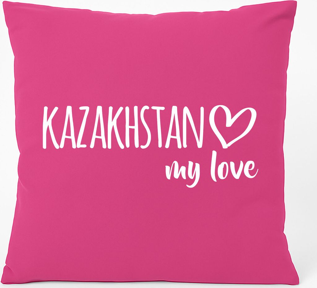 Huuraa Kissen Kazakhstan my love 40x40cm mit Füllung Fuchsia Baumwolle Dekokissen Geschenkidee