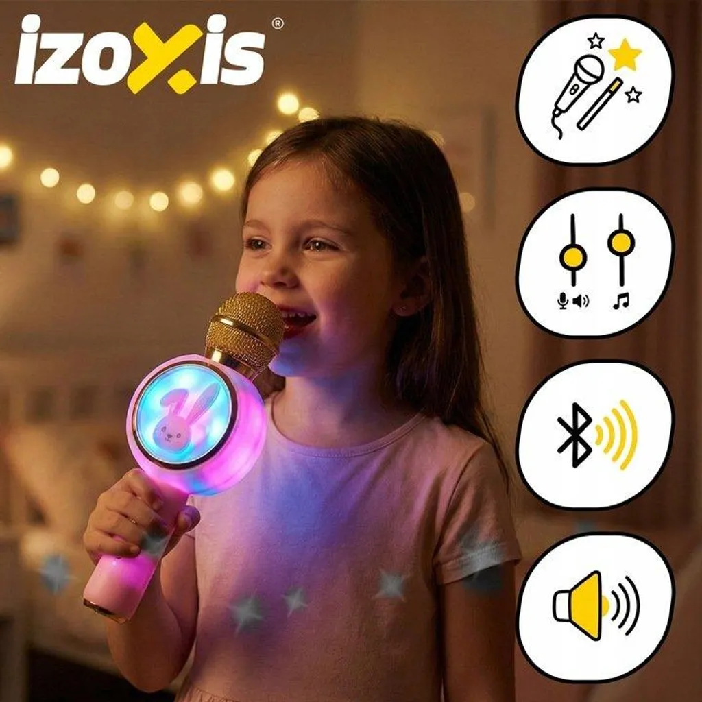 Izoxis 27048 Microfono Karaoke Rabbit Rosa - Regalo Perfetto per Bambini - 8