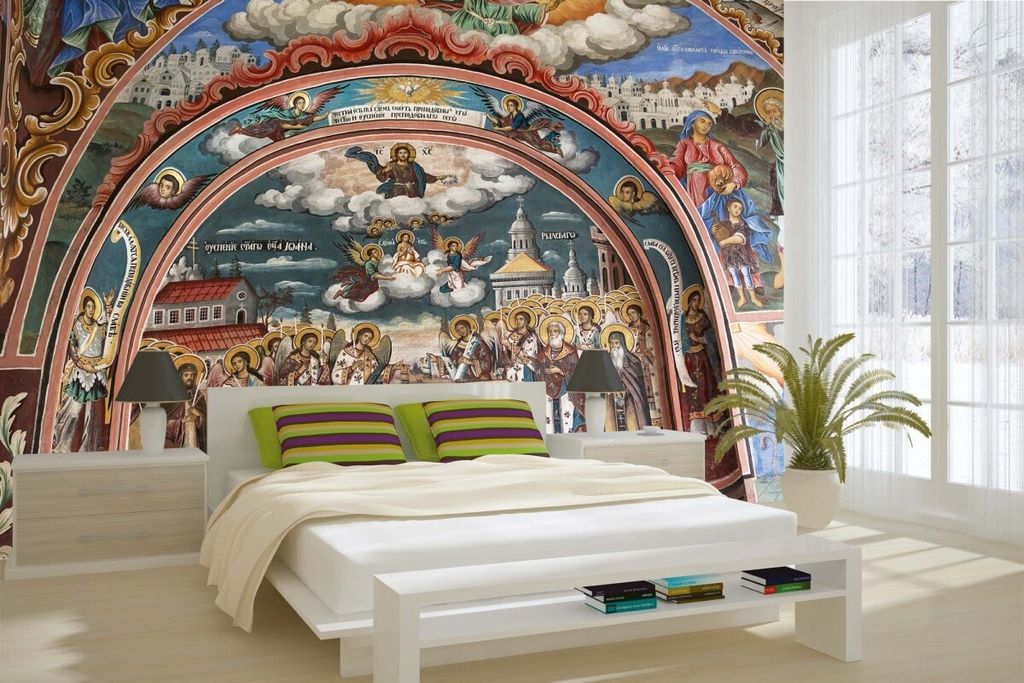 Vlies Fototapete RELIGIÖSE FRESKEN 375 x 250 cm (inkl. Kleister) - Vlies Tapete, Wandtapete, Wandbilder - Tapete für Wohnzimmer Schlafzimmer, Bü...