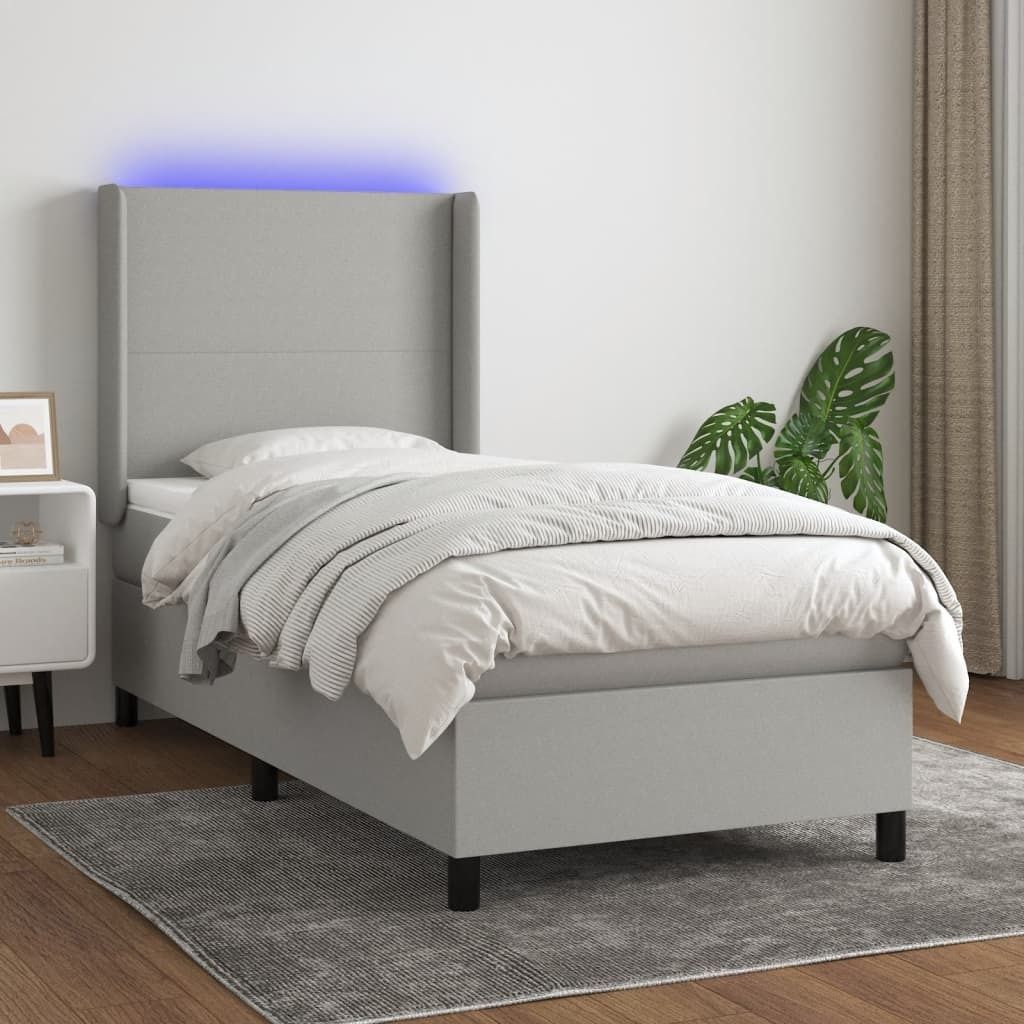 Maison Exclusive - Boxspringbett mit Matratze & LED Hellgrau 100x200 cm Stoff
