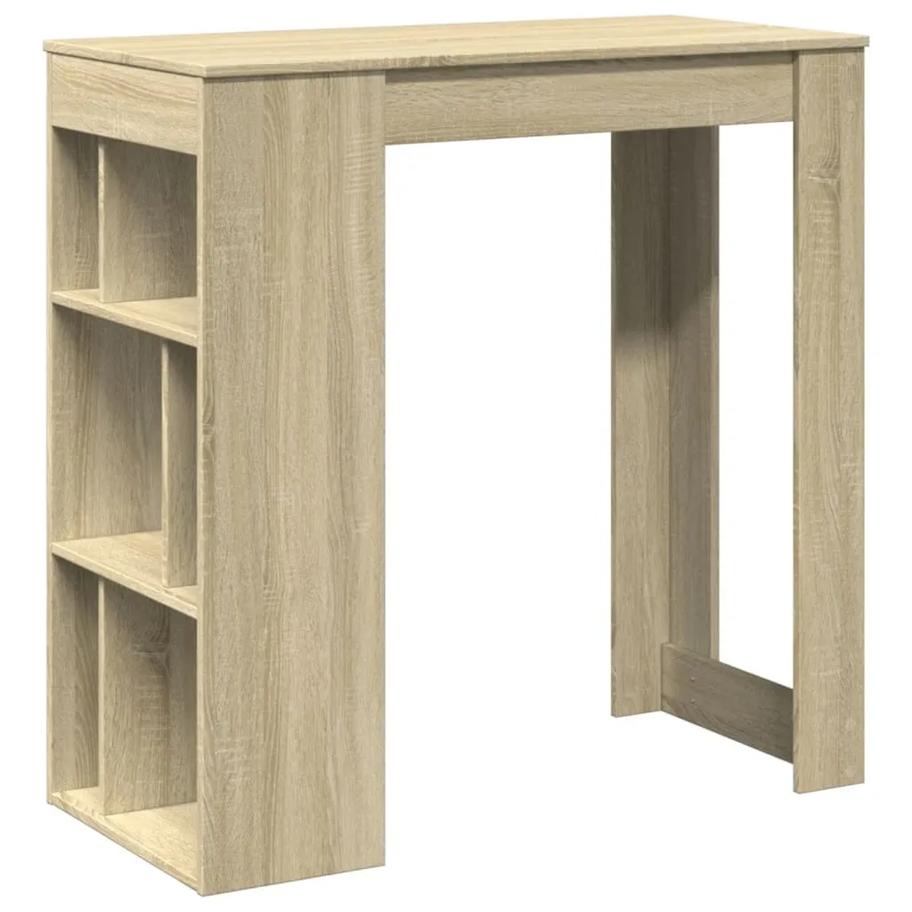 Tavolo Alto da Colazione Rovere Sonoma 102 cm con Porta Bottiglie