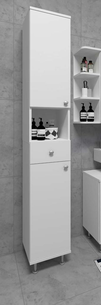 VCM Holz Badezimmerschrank | Badmöbel | Hochschrank | Badschrank | Maße ca. H. 185 x B. 30 x T. 31 cm - Nilosi