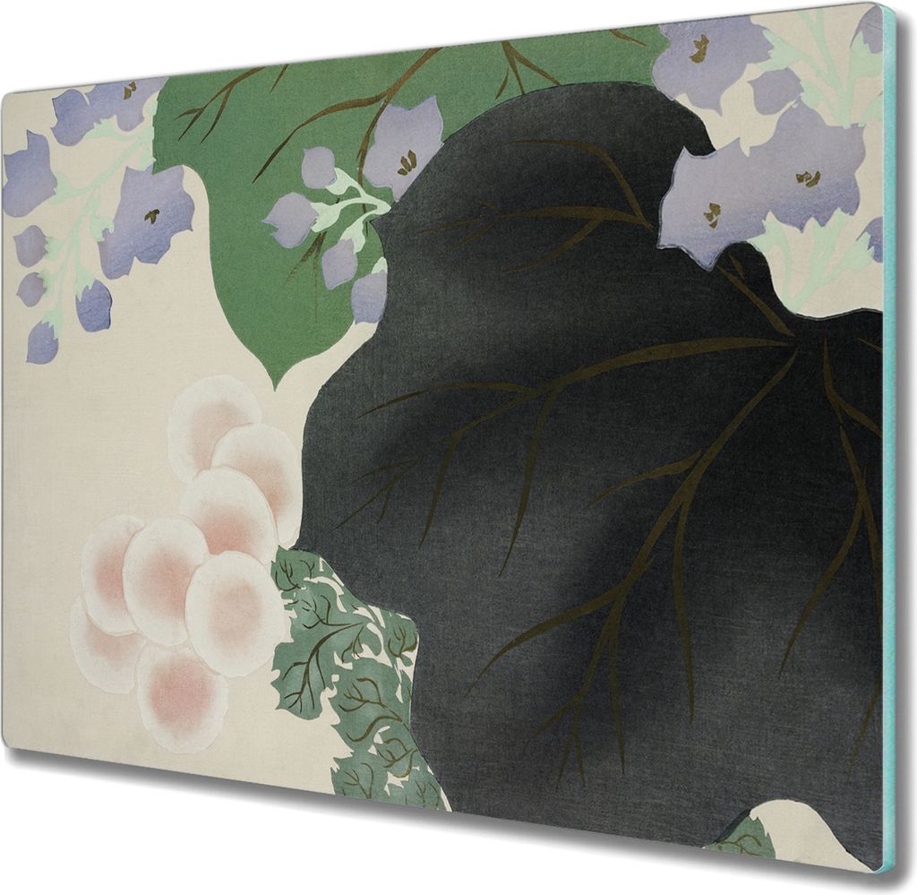 Coloray Herdabdeckplatte 60x52 cm Schneidebrett Kochplattenabdeckung Küchenbrett Hackbrett - Blätter asiatisch