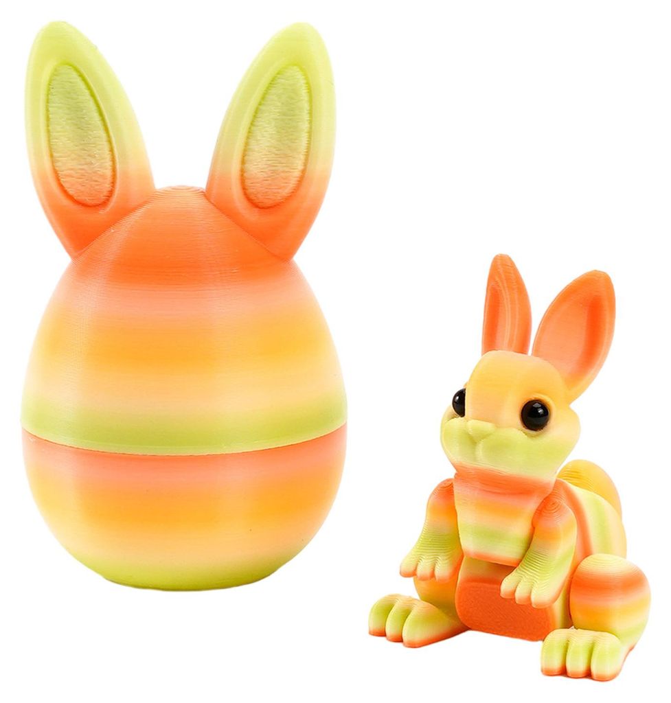 3D-gedruckte Ostereier mit Hasen im Inneren – bewegliches, flexibles Spielzeug, ideal als Osterkorbfüller, Geburtstagsgeschenk für Kinder oder ...