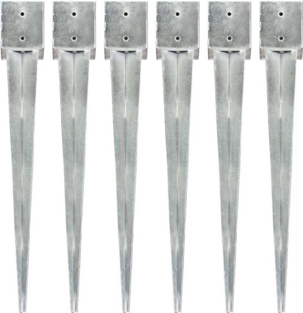 Ankonbej Erdspieße 6 Stk. Silbern 12×12×89 cm Verzinkter Stahl