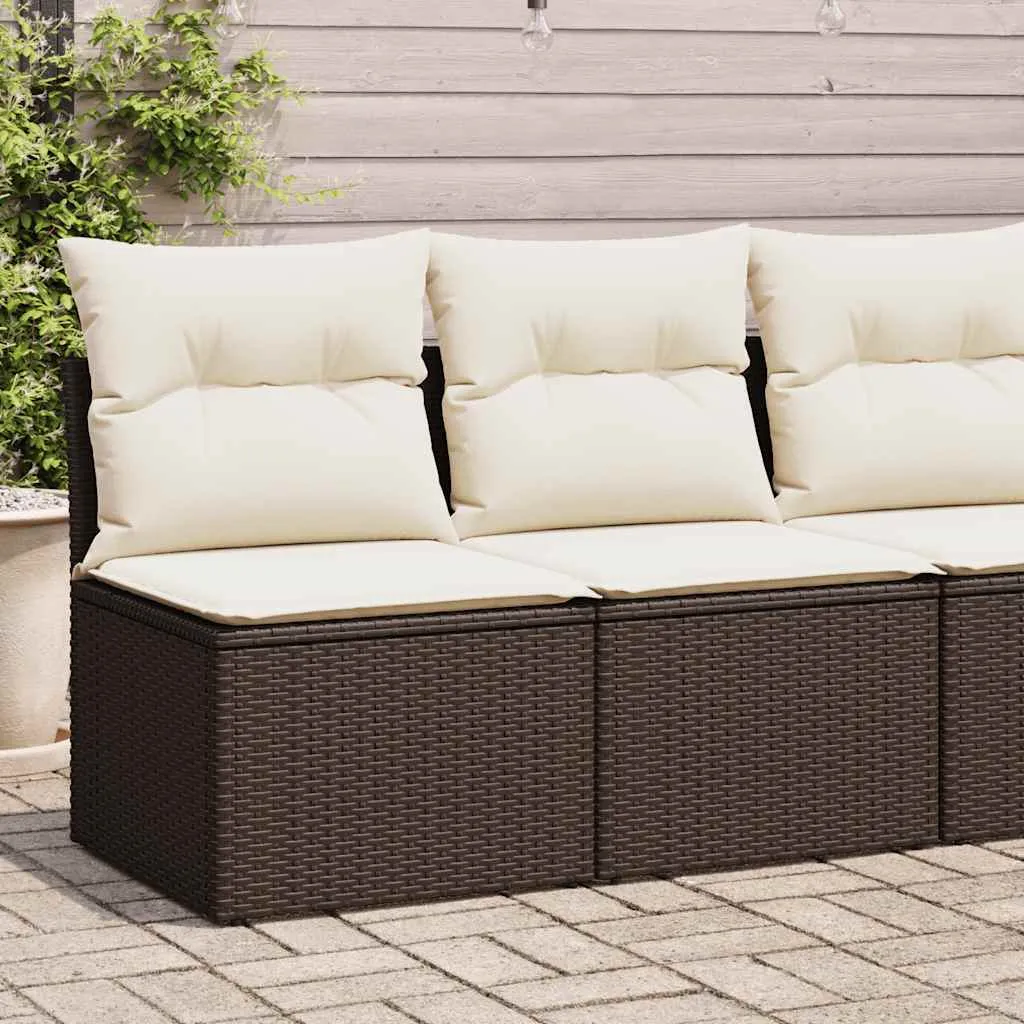 Maison Exclusive Set Divano Giardino 4 Pezzi Marrone Polyrattan e Acacia