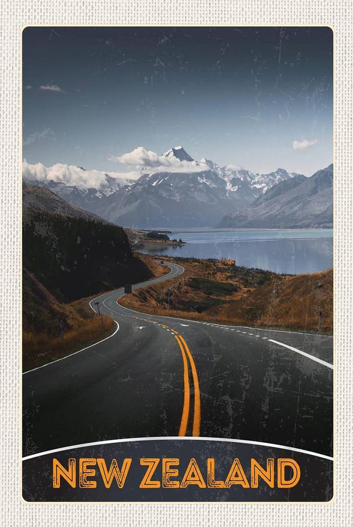 vianmo Holzschild 18x12 cm Neuseeland Straße Bildmotiv Reisemotiv Abenteuer Reisen