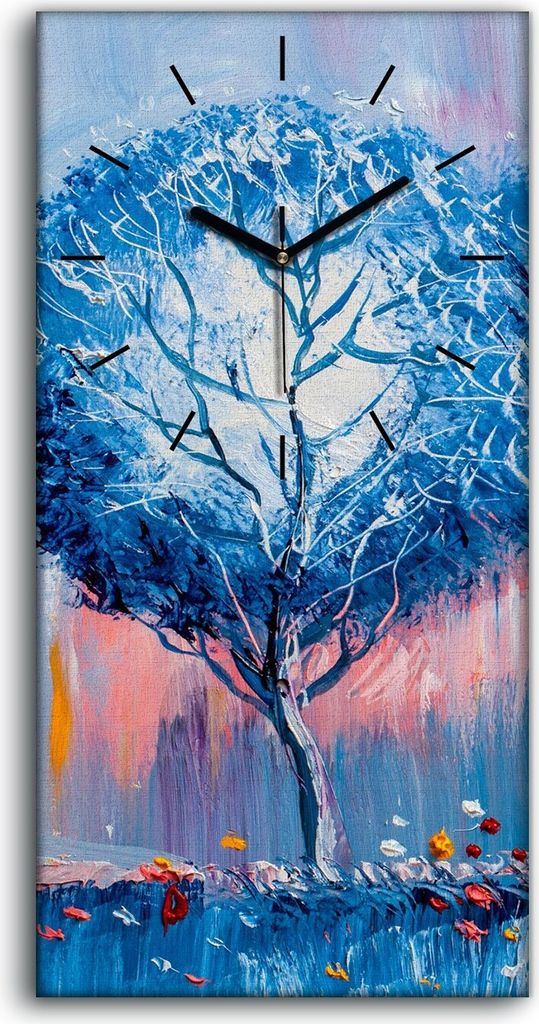 Wandbild Leinwand Bilder mit Uhr 30x60 Bäume malen Produktbild 