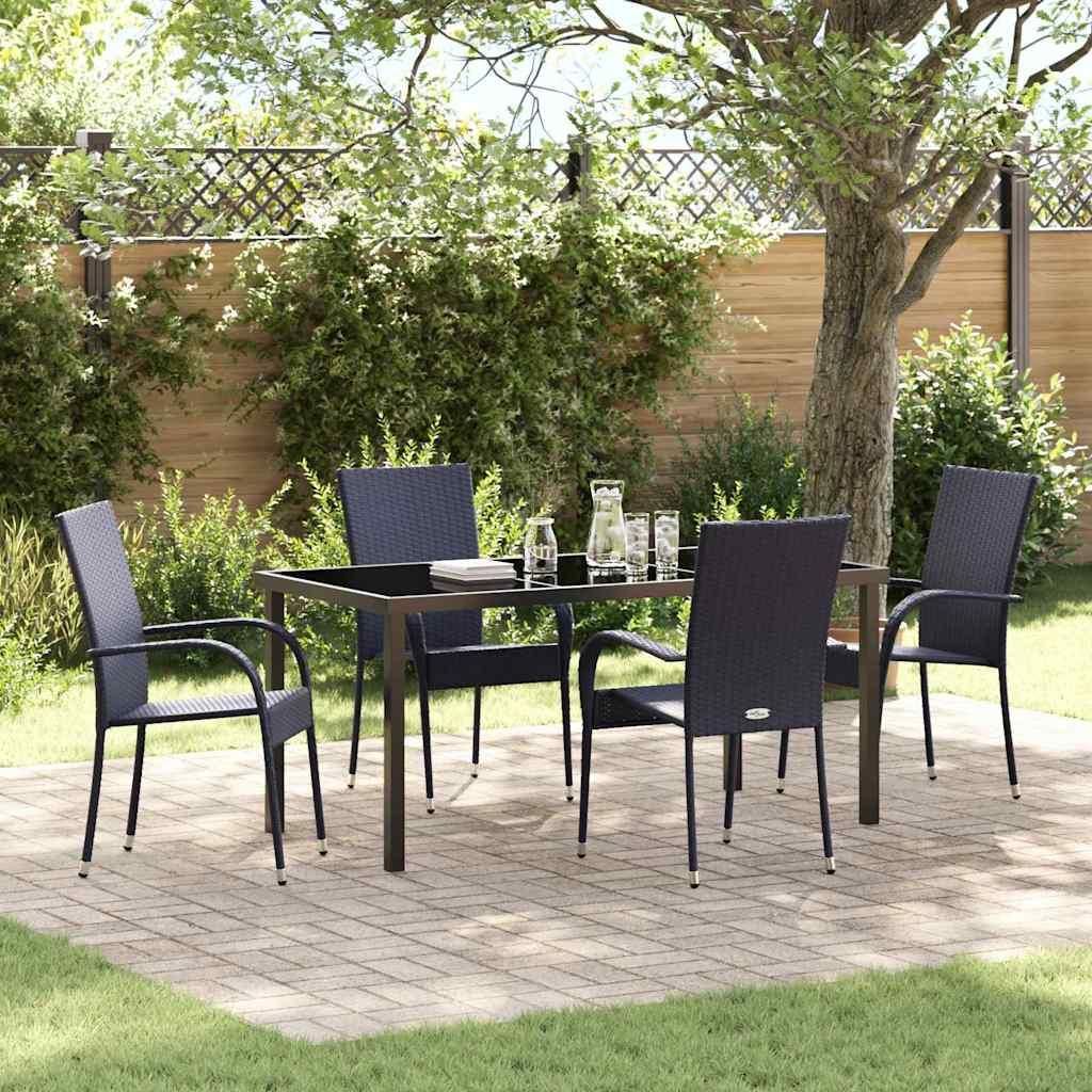 Maison Exclusive - Garten Essgruppe 5 pcs Schwarz Pulverbeschichteter Stahl