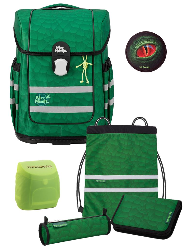 McNeill Ranzen-Set 6-teilig McOcean LEGU Drache Dino Schulranzen-Set mit Federmäppchen