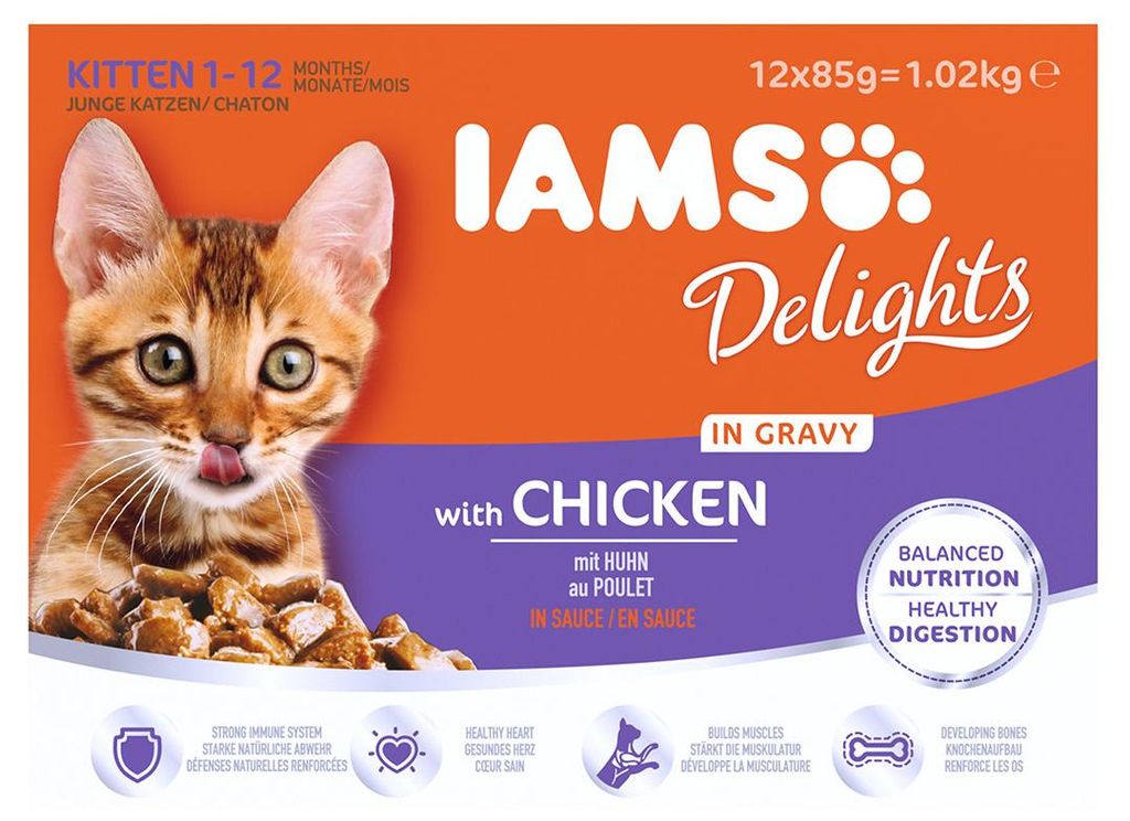 Iams Pouch 12-Pack Kitten In Gravy 12X85G Productafbeelding 