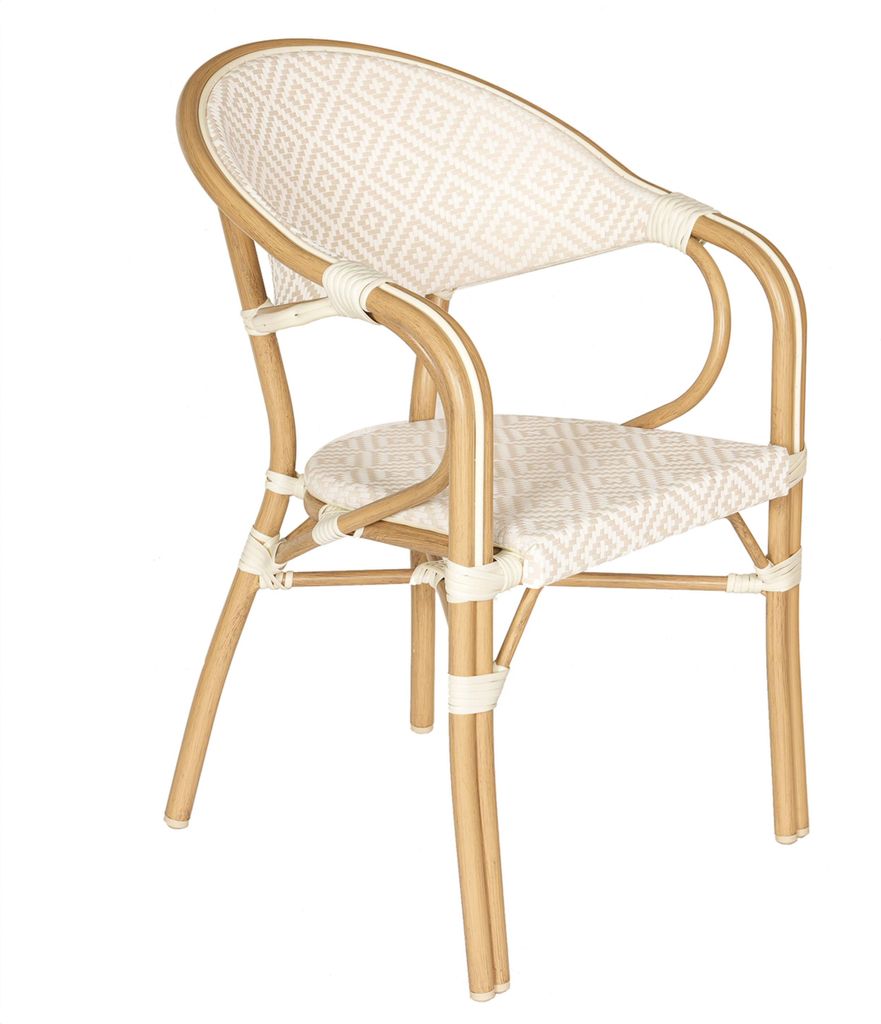 Gartenstuhl im Pariser Stil aus Aluminium und beigem Kunstrattan - Oviala Beaubourg