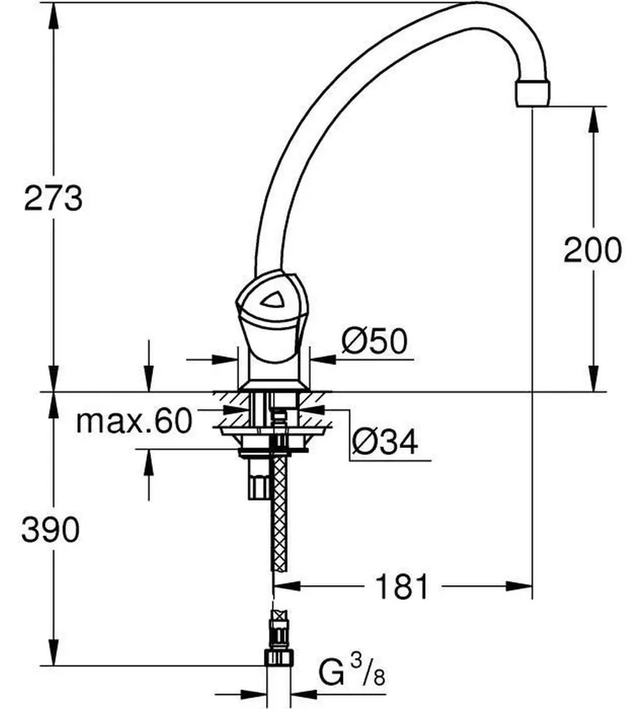 Mitigeur de Cuisine Grohe QuickFix Costa Trend pour Rénovation Facile - 5