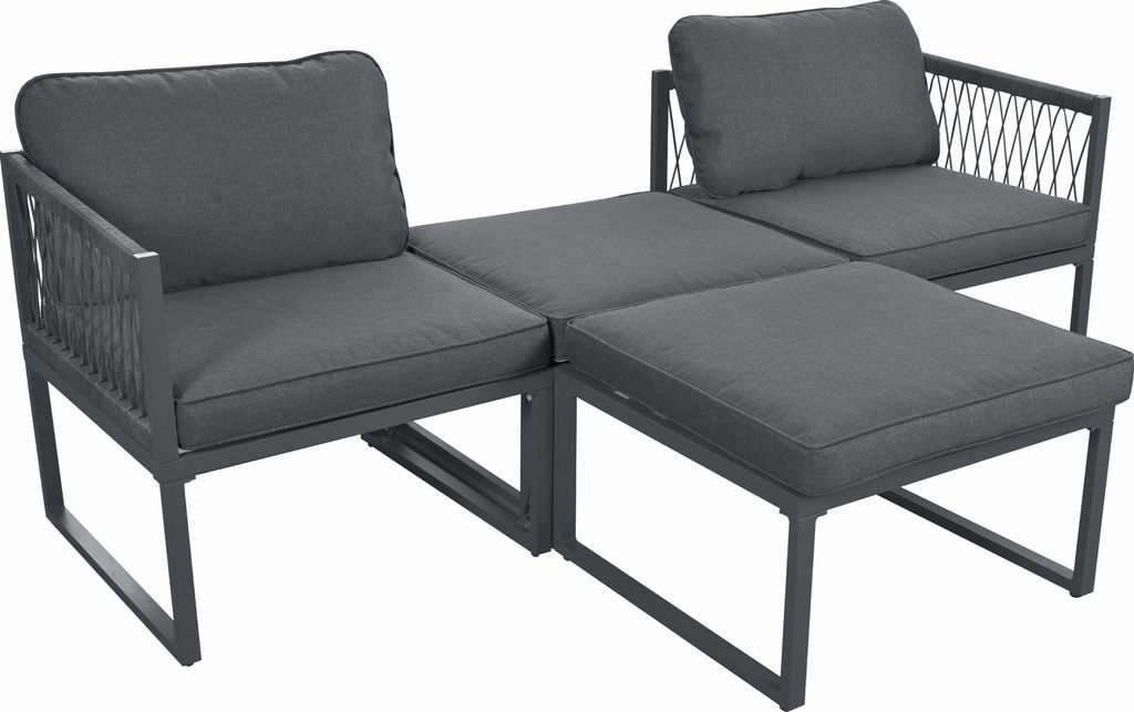 Gartenlounge-Set, Gartenmöbel Set, Garten-Sofagarnitur aus Aluminium,2 Sofas, 2 Fußhocker,verschiedene Kombinationen, verstellbar