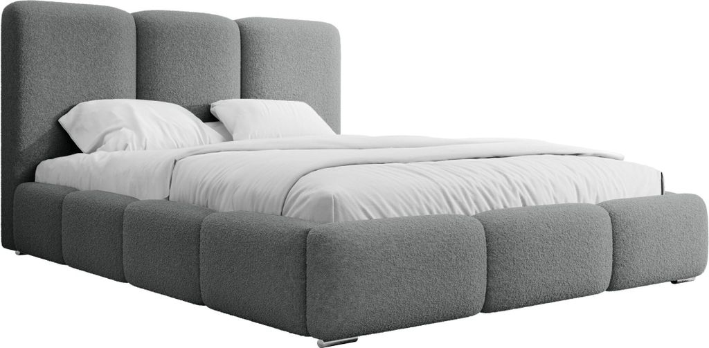 FEDVE Polsterbett Doppelbett Kestle Schlafzimmer Bett Bettkasten 180x200 cm Dunkelgrau (Now Or Never 92)