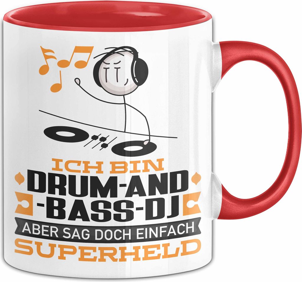 Drum-and-Bass-DJ Geschenk Tasse Ich Bin Drum-and-Bass-DJ Aber Sag Doch Einfach Superheld Lustige Geschenkdiee für Drum-and-Bass-DJ Kaffee-Becher (...