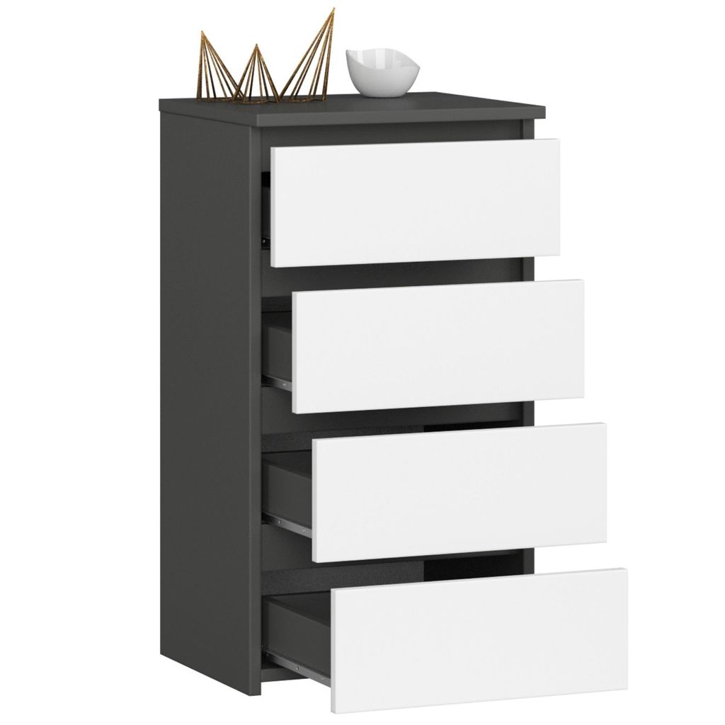 Kommode AKORD CL4 Graphitgrau 40 cm 4 Schubladen Front Weiß Produktbild 2