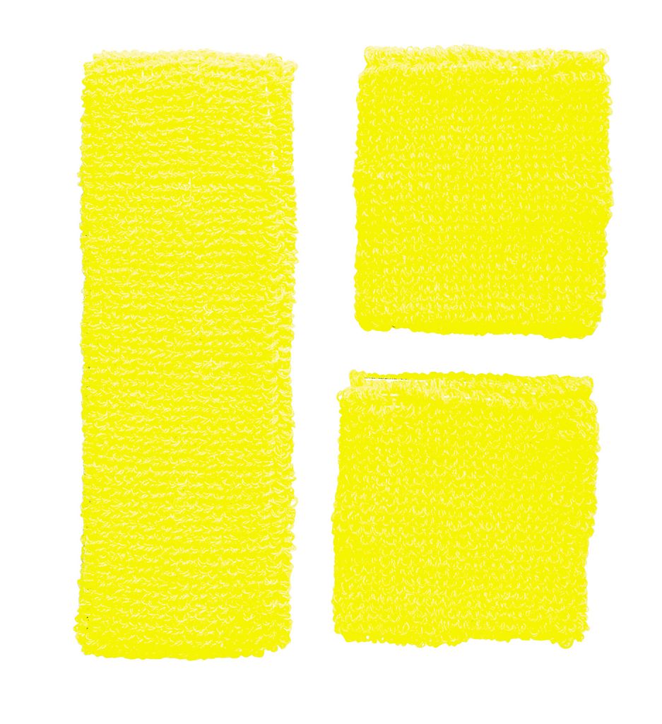 Schweißband einfarbig gelb Neongelb 2er Set 