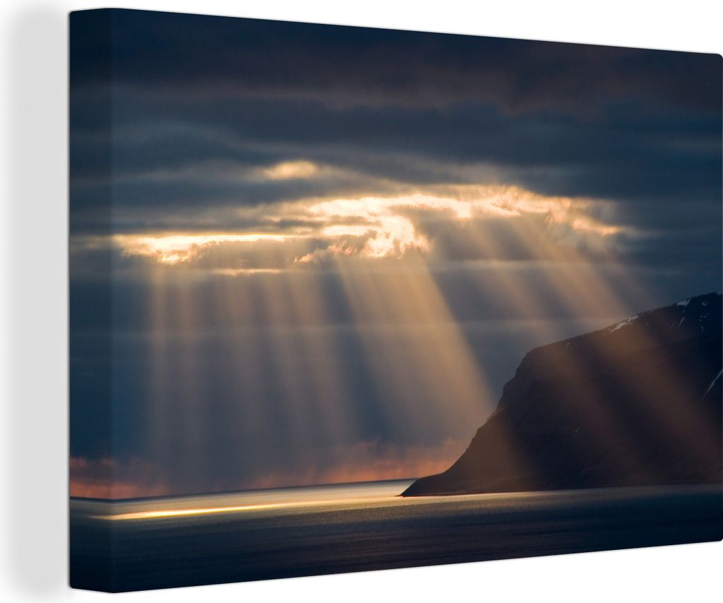 OneMillionCanvasses - Leinwandbilder - 140x90 cm, Die Sonnenstrahlen aus den dunklen Wolken, Wandbilder Kunstdruck Wanddekoration - Foto auf Lein...