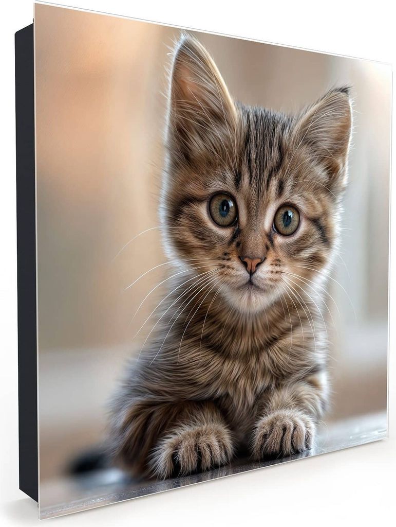 Nachbildung-Schlüsselkasten, Magnetpinnwand und Memoboard mit Glasfront Motiv Katzenjunges
