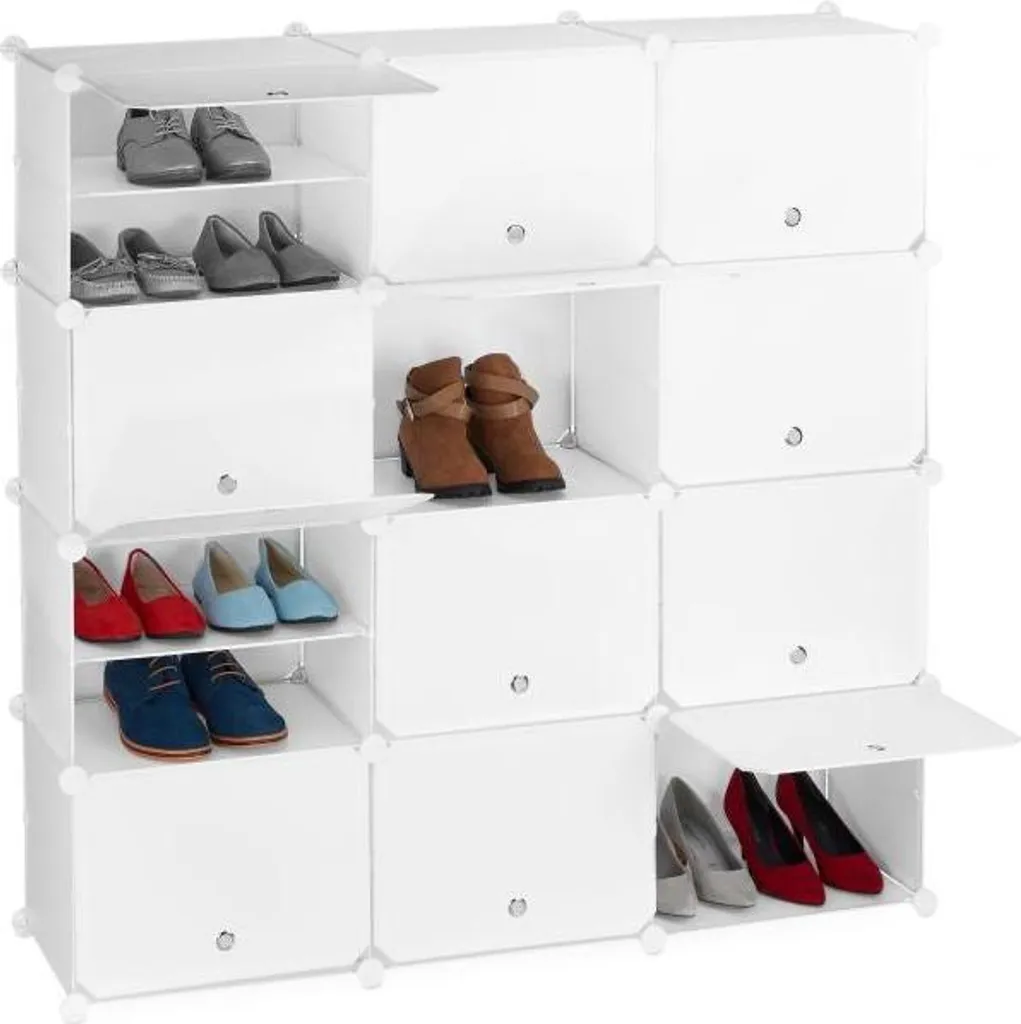 Meuble à chaussures blanc 24 compartiments robustes en bois mélaminé