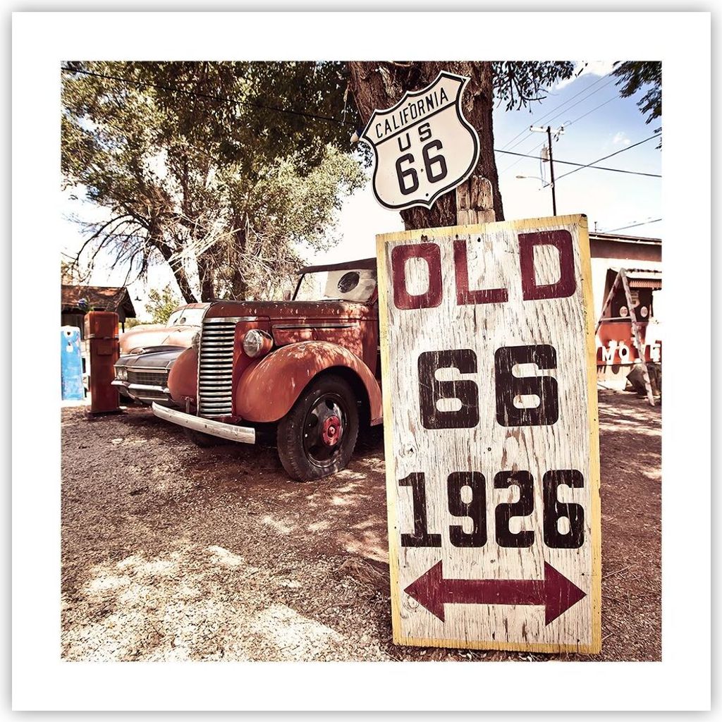 Poster - Poster ohne Rahmen - Straße alt 66 USA - 50x50 cm - Wand Bild - Wanddeko - Wandbilder - Kunstposter - Wandposter - Bilder - Kunstdruck - ...