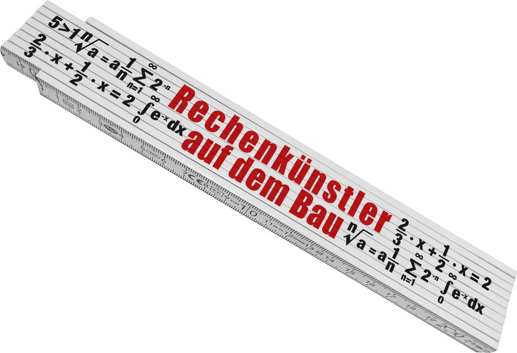Rechenkünstler auf dem Bau Meterstab aus Holz in Rot-Weiß zum Thema Mathematik