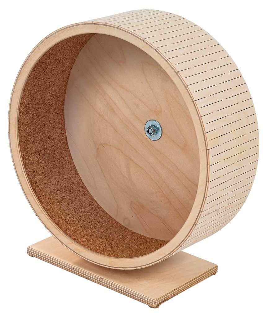 31 cm Holz-Laufrad mit Korklaufbahn für kleine Haustiere (auf einem Ständer)