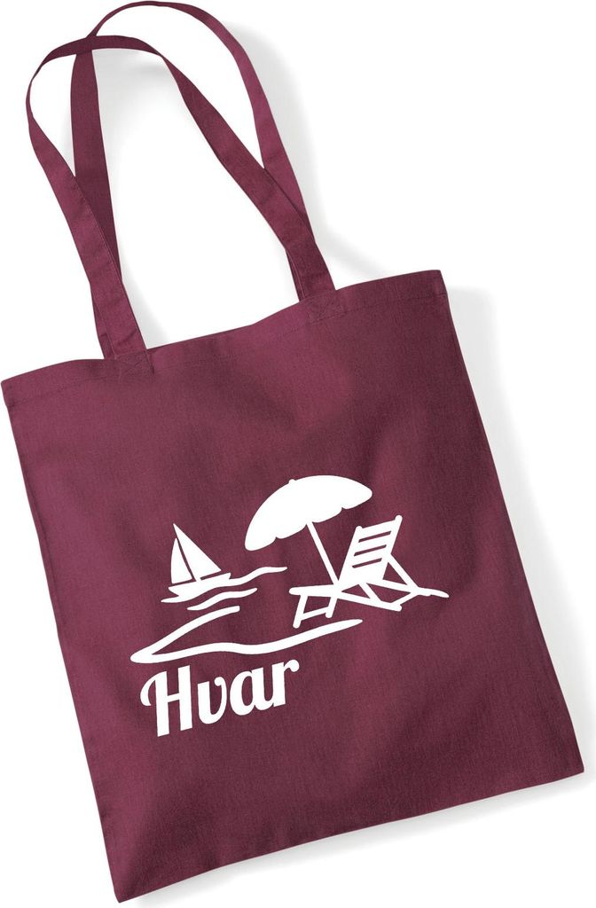 Huuraa Jutebeutel Hvar Kroatien 10 Liter Burgundy Baumwolle Tasche Geschenkidee