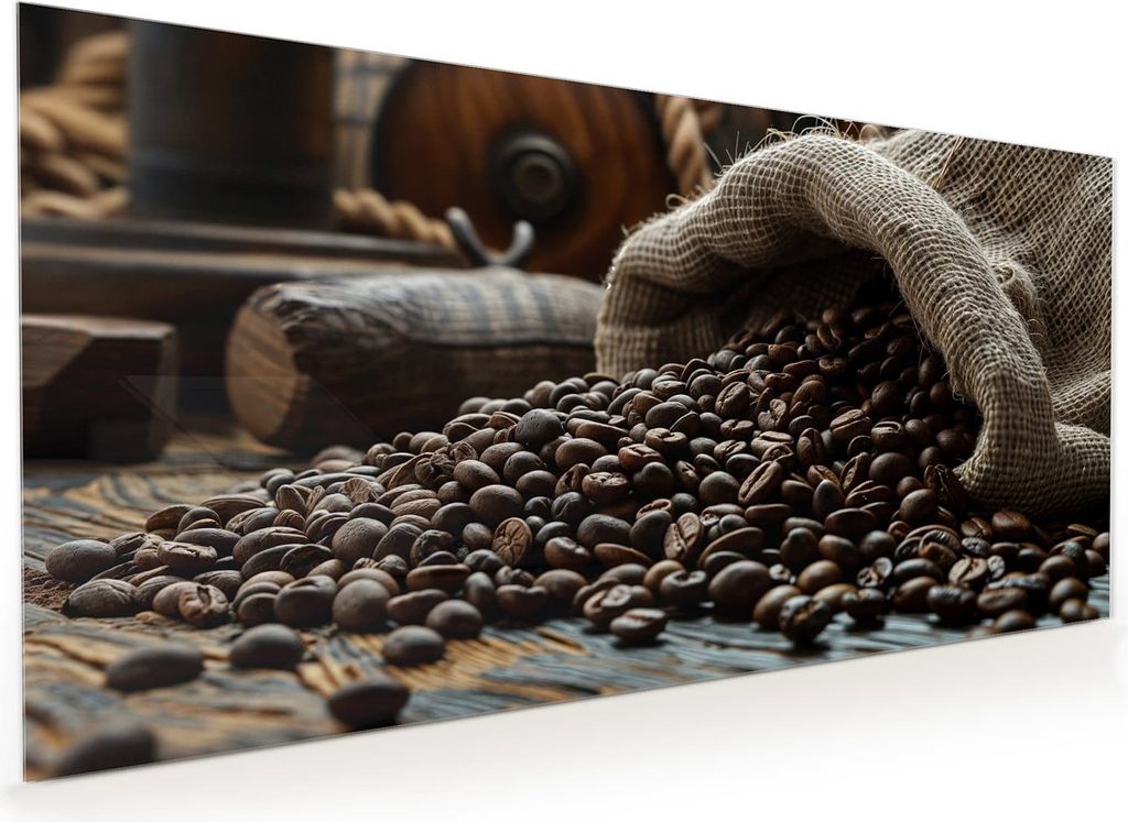 Küchenrückwand Spritzschutz Glas mit Motiv Kaffeebohnen Sack 40 x 40 cm