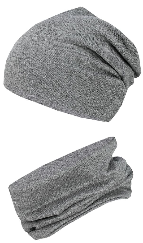 TupTam Kinder Mütze / Beanie und Schlauch Schal Set aus Jersey und Rippstoff, Farbe: Graphit Meliert, Größe: 52-56