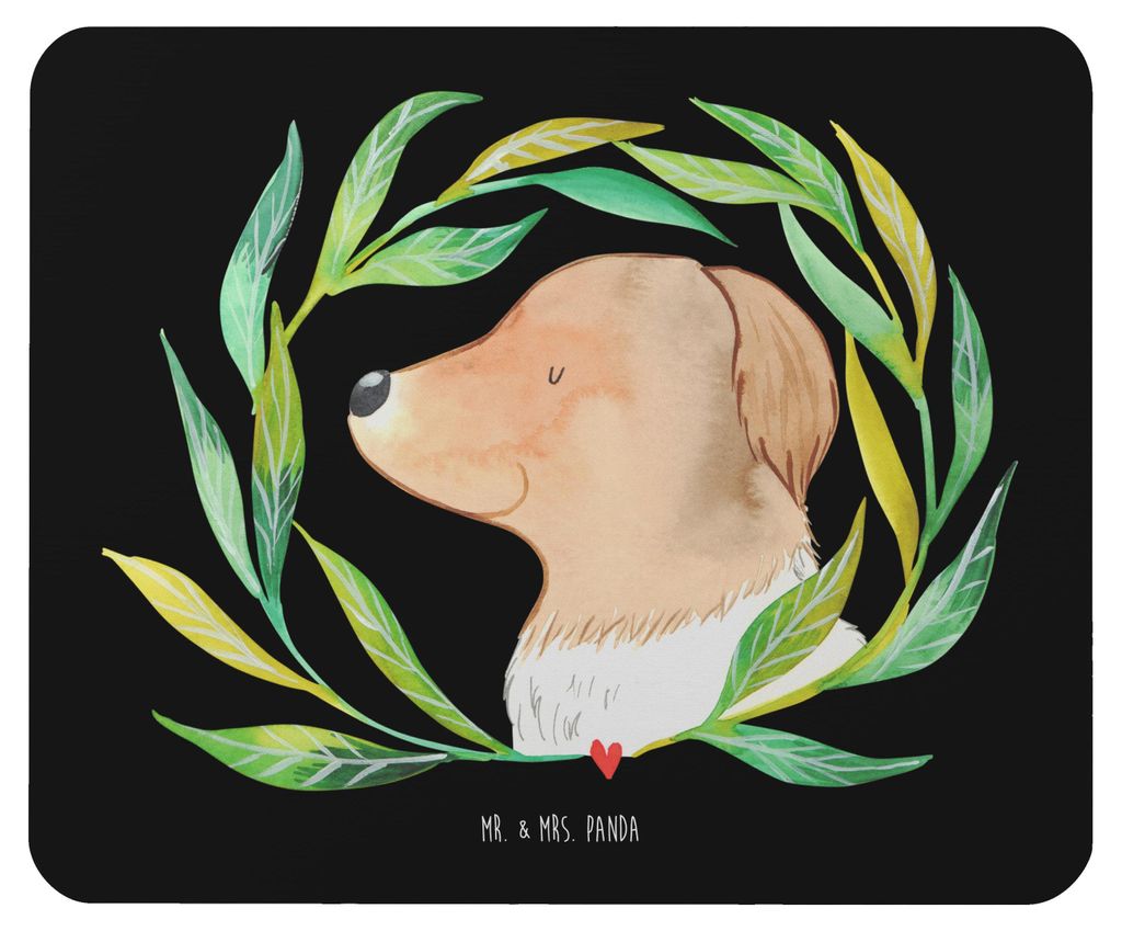 Mr. & Mrs. Panda Mauspad Hund Blumen - Schwarz - Geschenk, Produktbild 