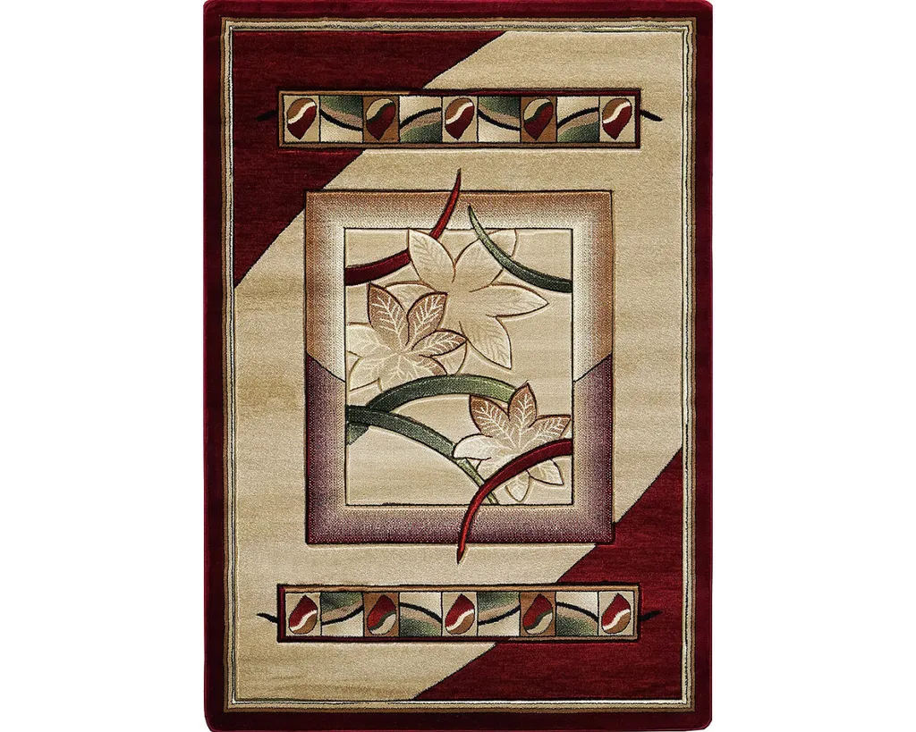 Tapis rouge ARTESIA 1 floral 120x180 - Fibre douce et entretien facile