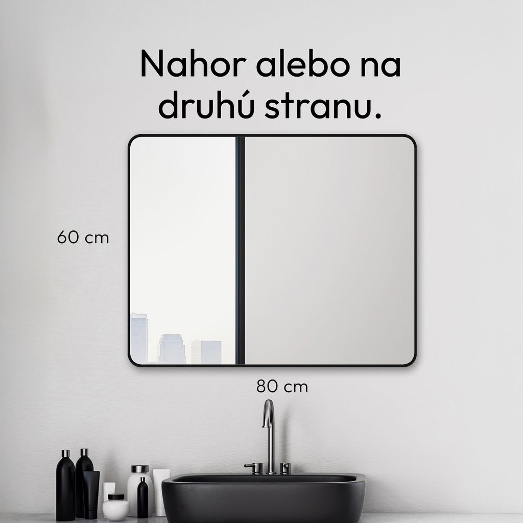 Kúpe??ové zrkadlo ?ierne TALOS Black Living 80x60 cm - Obrázok produktu 