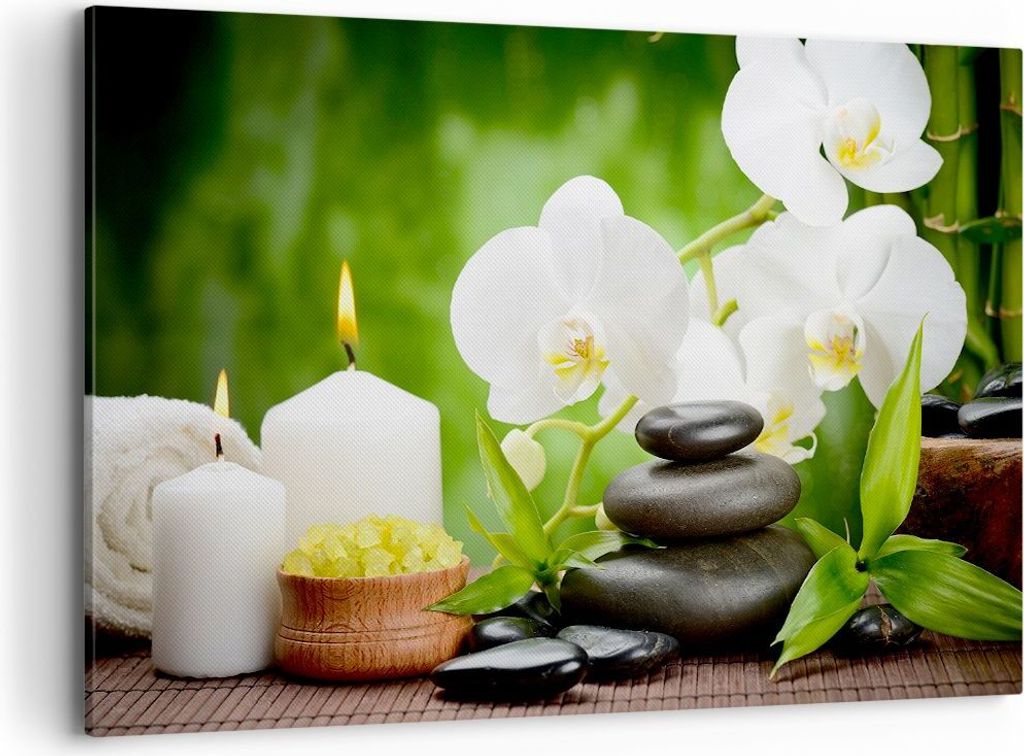 Bild auf Leinwand - Leinwandbild - Blume aromatherapie spa - 120x80cm - Wand Bild - Wanddeko - Leinwanddruck - Bilder - Kunstdruck - Wanddekoration...