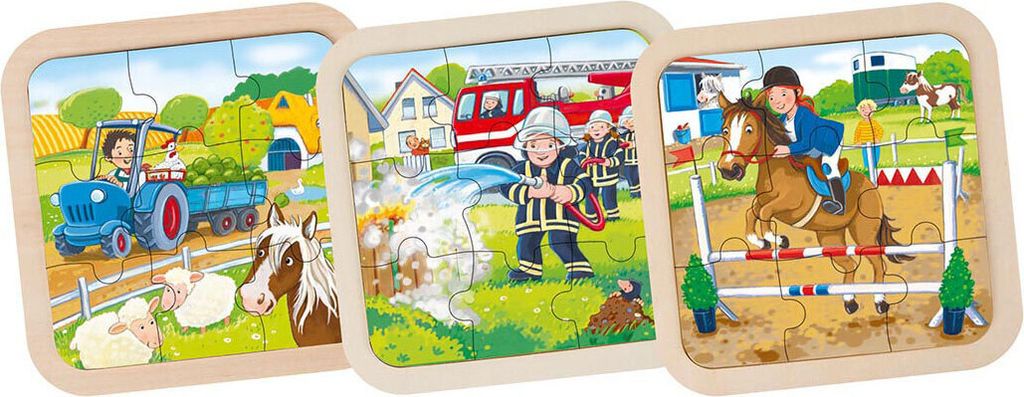 Einlegepuzzle Bauernhof, Feuerwehr,... Produktbild 1