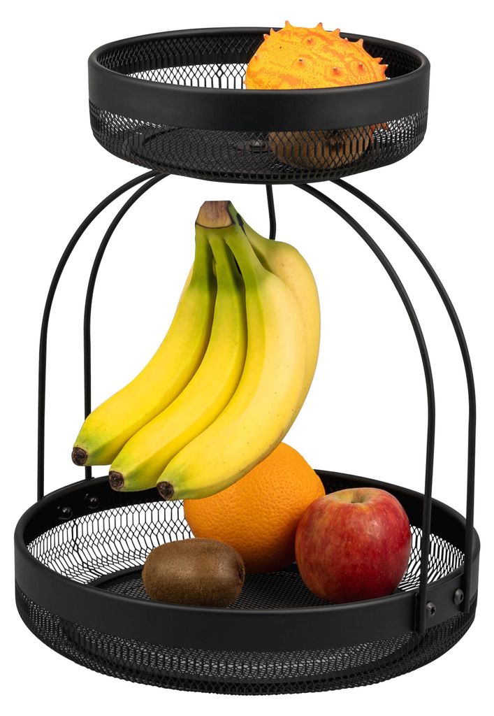 eluno Porte-objets à 2 étages avec porte-banane, corbeille Image du produit 