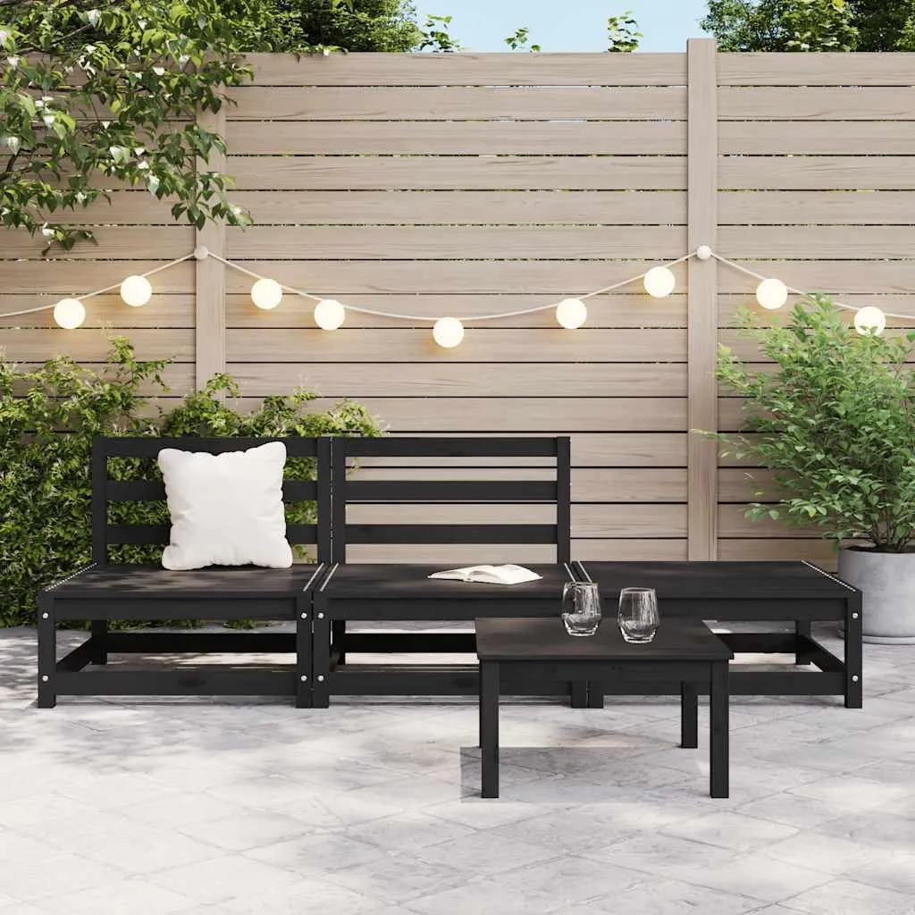 Set Divani Giardino 3 Pezzi vidaXL | Pino Nero Conveniente e Solido
