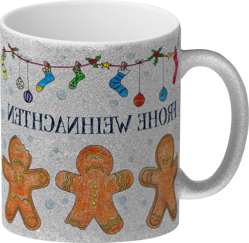 Frohe Weihnachten Glitzer-Glitzer-Kaffeebecher mit Lebkuchenmänner Motiv