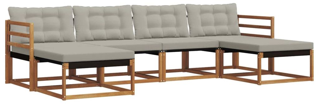 vidaXL Outdoor-Sofagarnitur mit Kissen 6 pcs Natürlich und Hellgrau