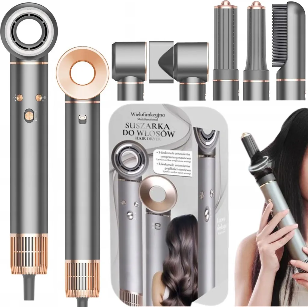 Brosse soufflante et sèche-cheveux ionique 5-en-1 pour lissage parfait