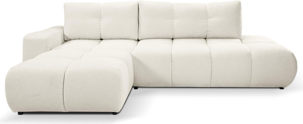 Masseno Ecksofa DUCA L-S mit Schlaffunktion L-Form, Sofa mit Bettkasten, Wohnzimmersofa, Couch, Soffa, Bettsofa, Couchgarnitur- Creme, NOW OR NEVER 02