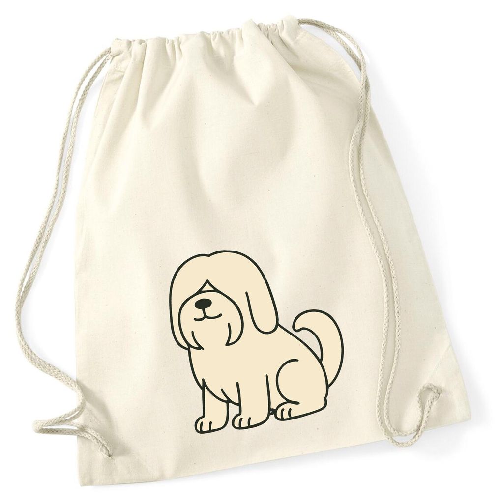 Huuraa Turnbeutel Lhasa Apso Comic Lhasie 12 Liter Natural Baumwolle Rucksack Geschenkidee