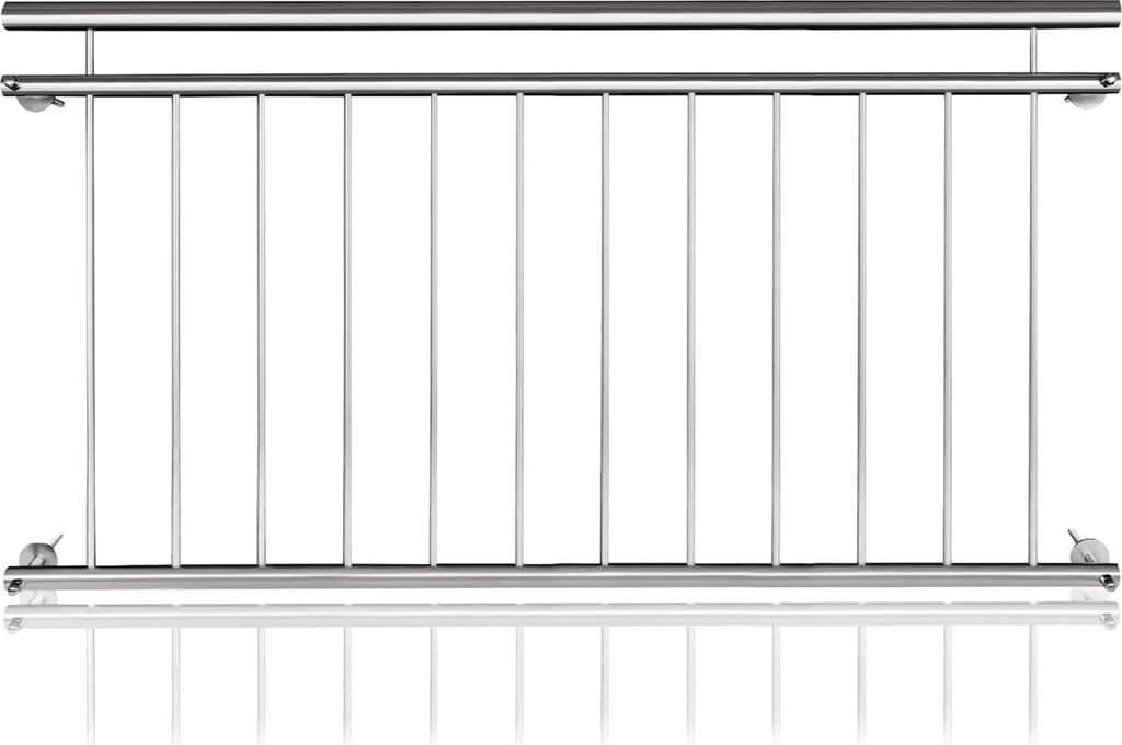 JOIEYOU 156x90cm Französisches Balkongeländer Edelstahl Geländer mit Füllstäben Sicherheitsgeländer Handläufe für Terrasse & Fenster Stabil...