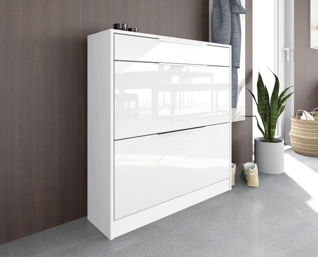 Schuhschrank "Oliva1" Basic, weiß-glänzend