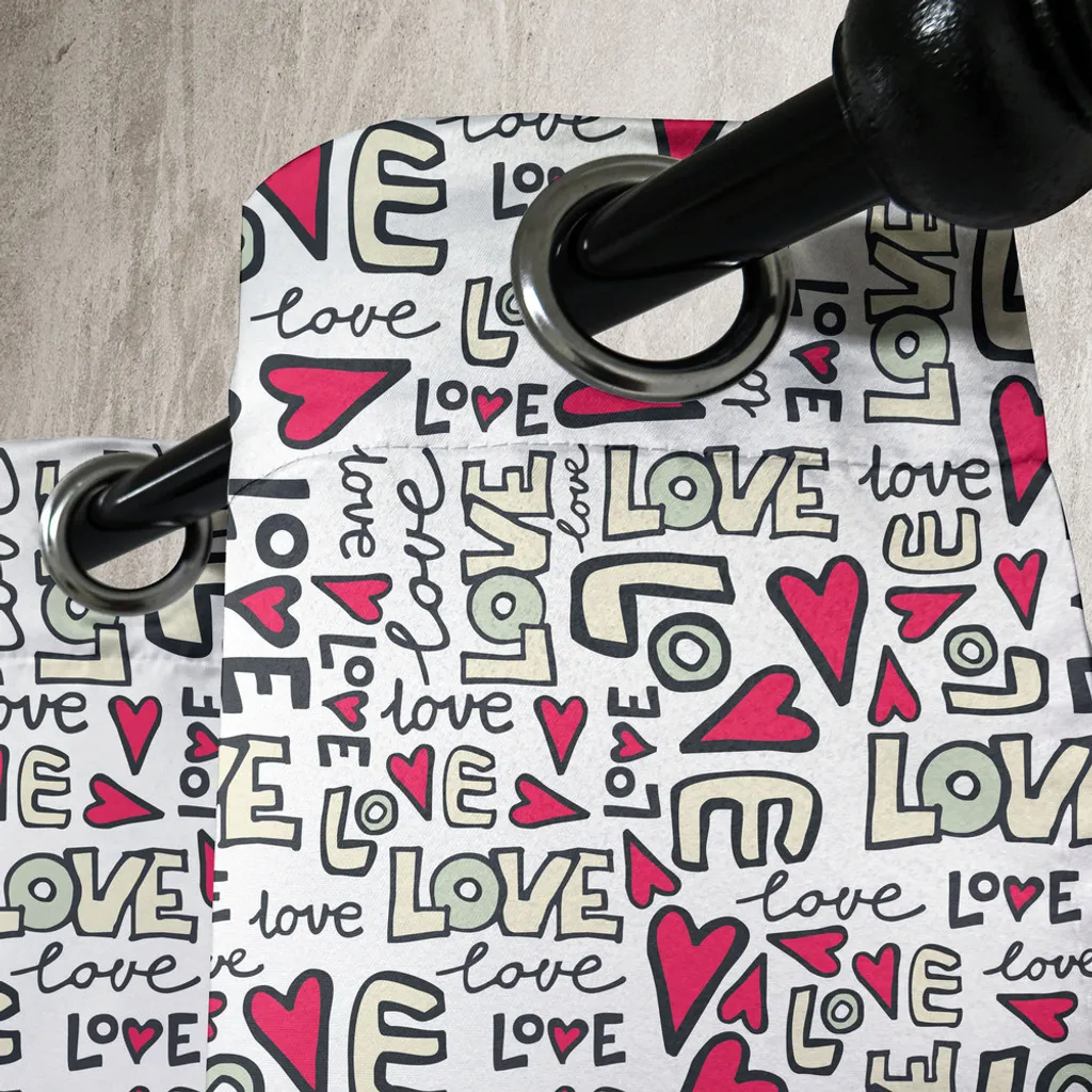 Rideaux Romance Graffiti 280x175 cm - Solution Déco Moderne Cœur - 4