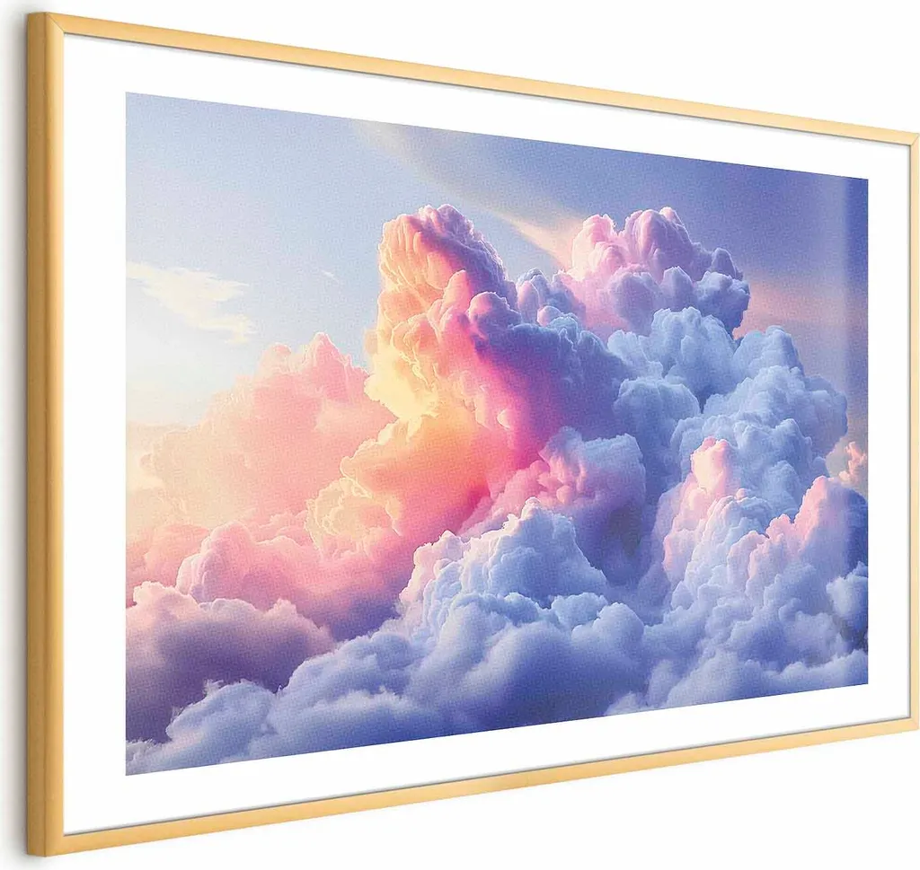 Quadro Nuvole 60x40 Gold Frame | Design Contemporaneo per Interni